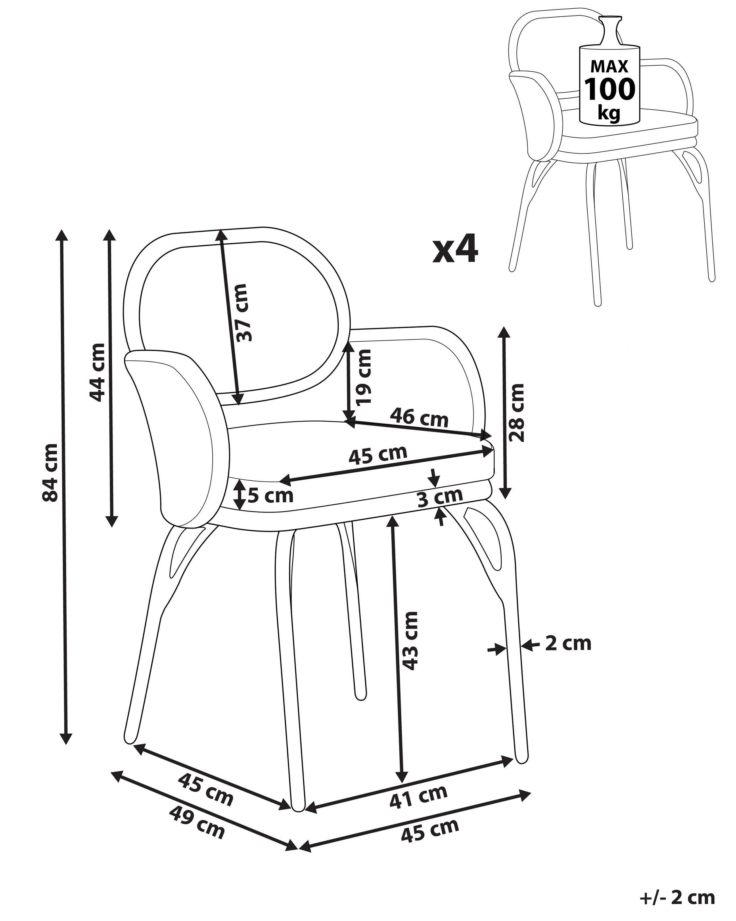 Beliani Lot de 4 chaises de jardin avec coussins en Polyrotin Boho PRATELLO  