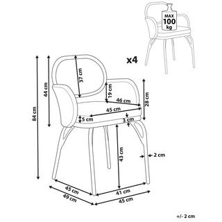 Beliani Lot de 4 chaises de jardin avec coussins en Polyrotin Boho PRATELLO  