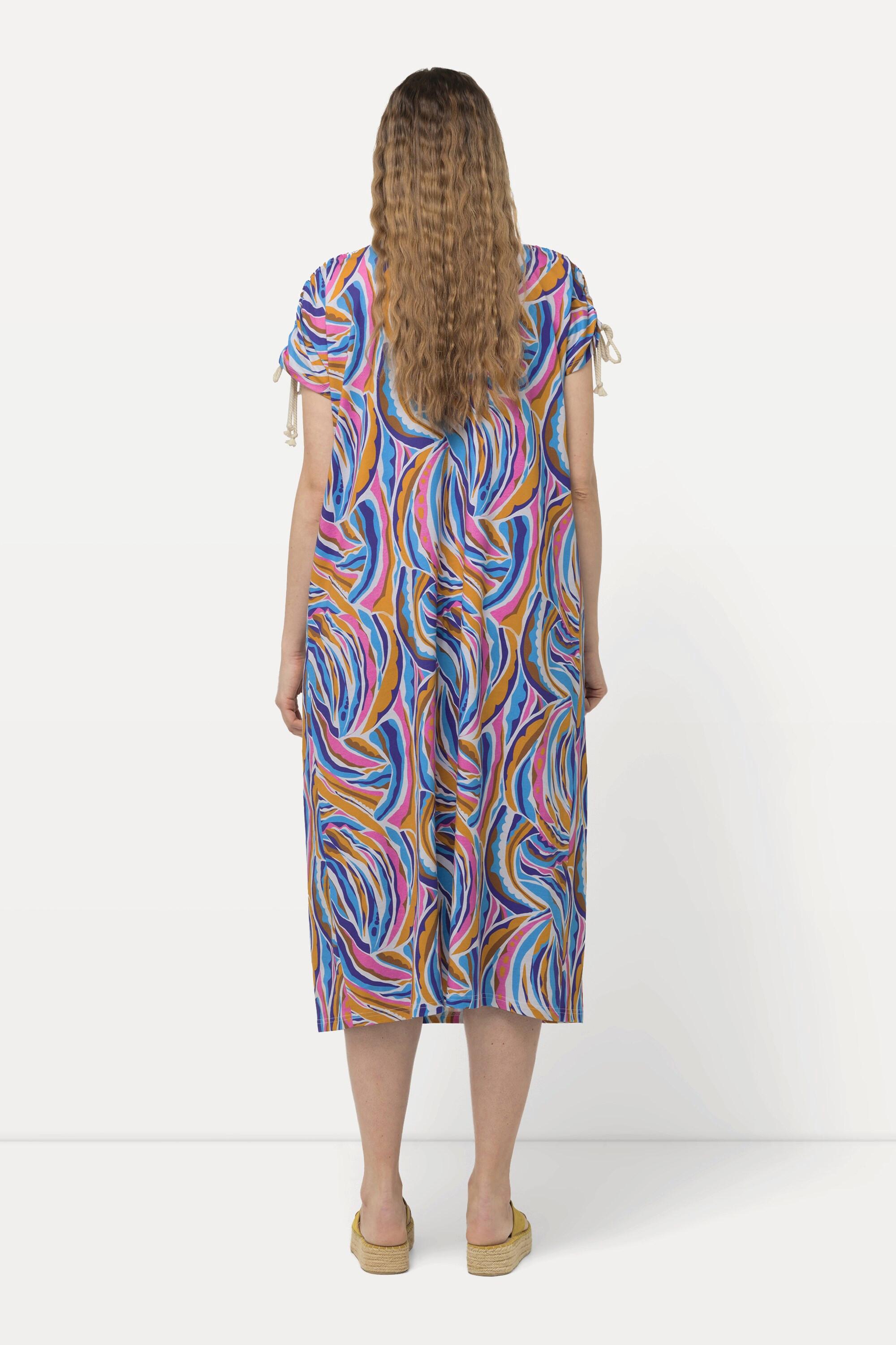 Ulla Popken Jersey Midikleid A-Linie V-Ausschnitt Halbarm  