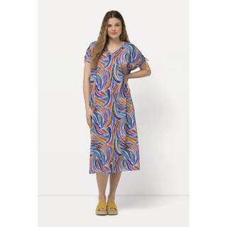 Ulla Popken Jersey Midikleid A-Linie V-Ausschnitt Halbarm  