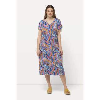 Ulla Popken Jersey Midikleid A-Linie V-Ausschnitt Halbarm  