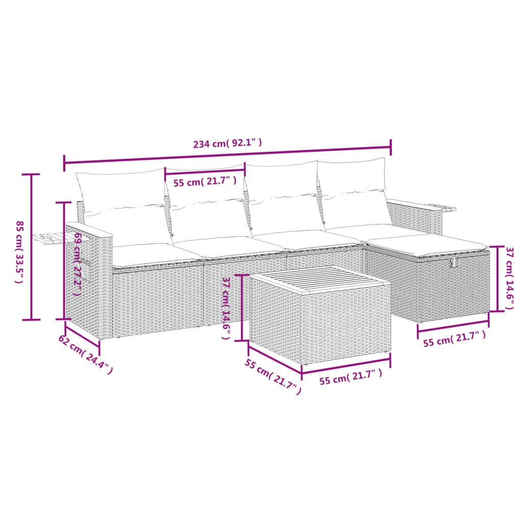 VidaXL set divano da giardino Polirattan  