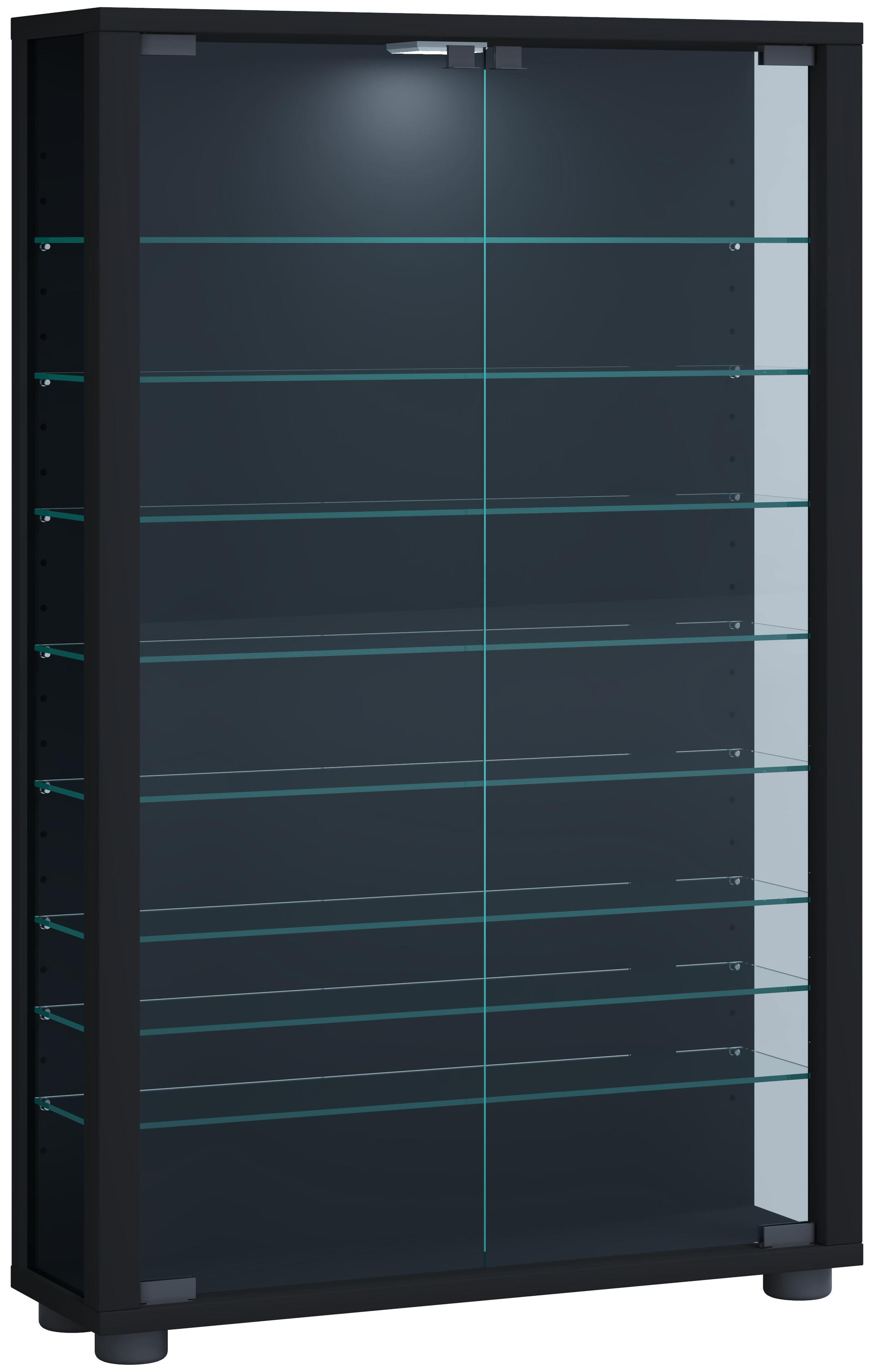 VCM Glasvitrine stehend | Vitrine Glas mit ESG-Sicherheitsglas | Maße ca. H. 90 x B. 59 x T. 18 cm | Standvitrine Glas | Modern und platzsparend | Glas  