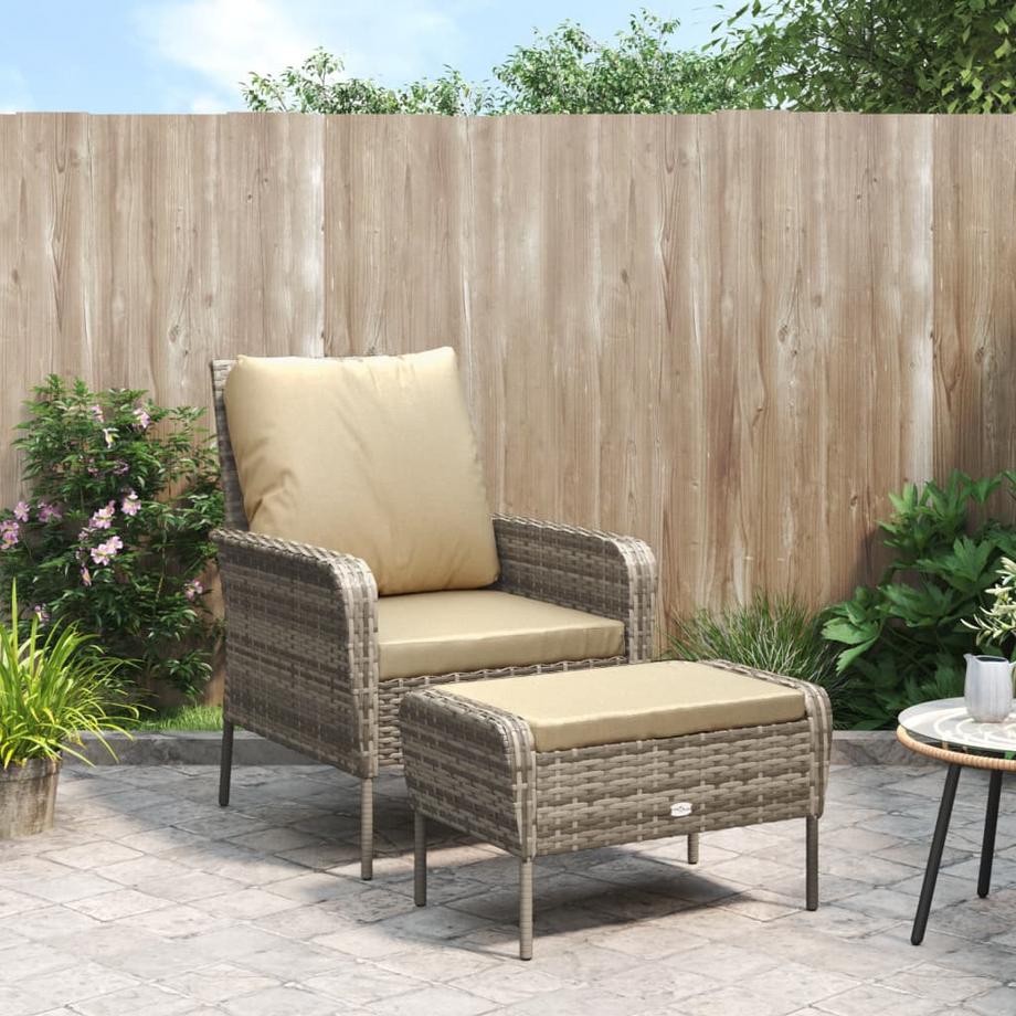 VidaXL Chaise de jardin avec tabouret rotin synthétique  