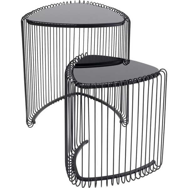 KARE Design Table d'appoint Wire Triangle noir (lot de 2)  