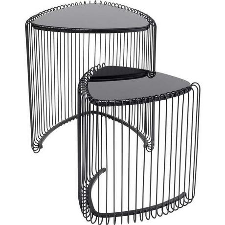 KARE Design Table d'appoint Wire Triangle noir (lot de 2)  