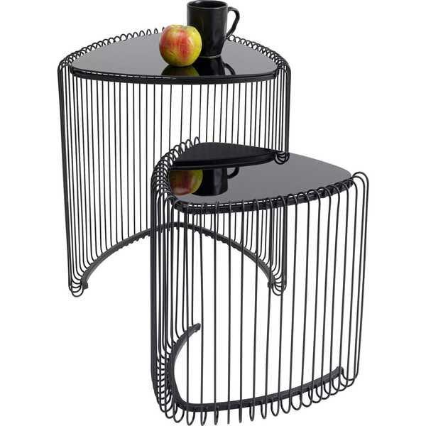 KARE Design Table d'appoint Wire Triangle noir (lot de 2)  