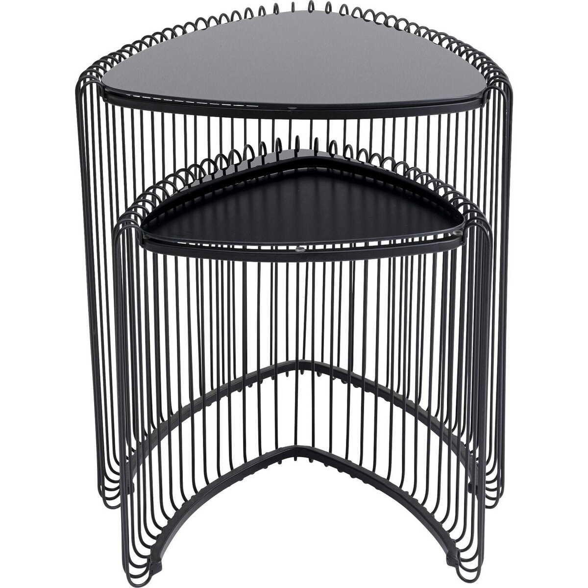 KARE Design Table d&#039;appoint Wire Triangle noir (lot de 2)  