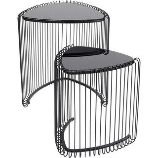 KARE Design Table d&#039;appoint Wire Triangle noir (lot de 2)  