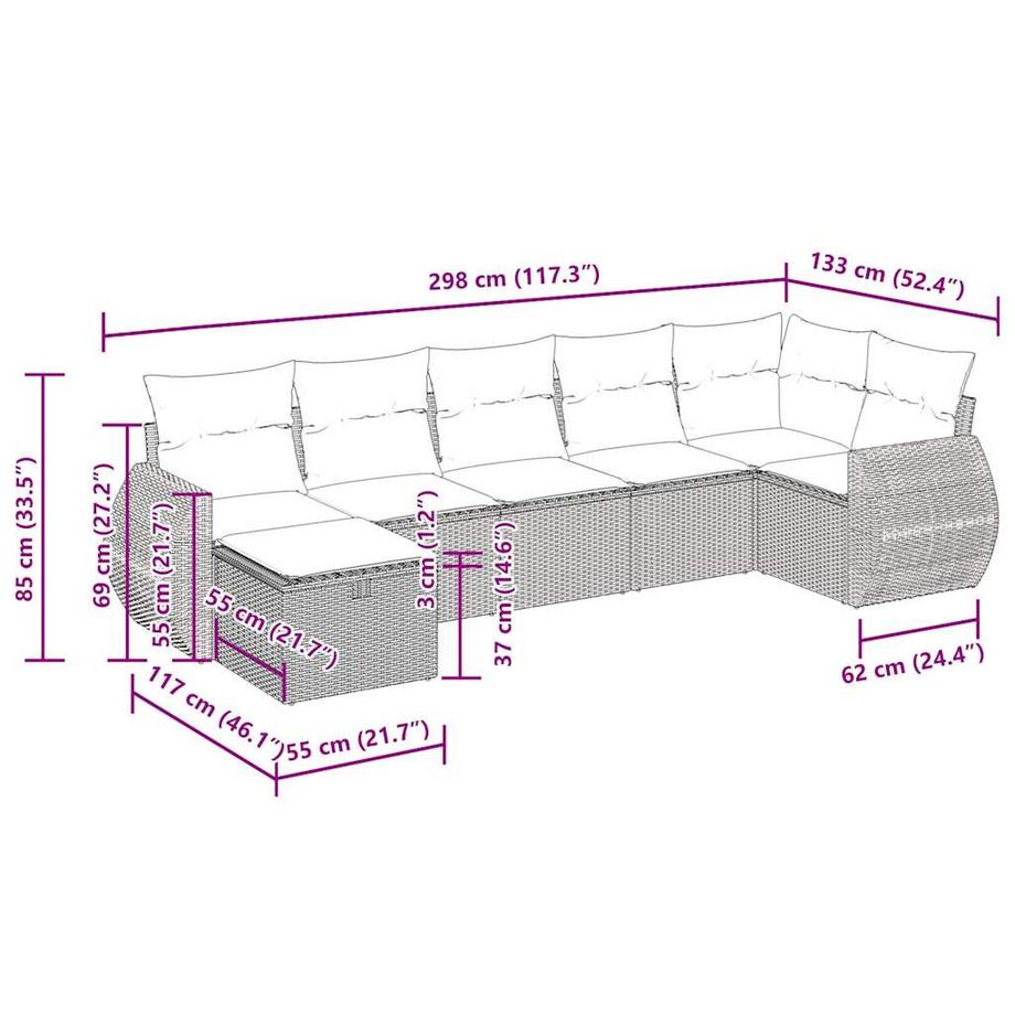 VidaXL set di divani da giardino Polirattan  