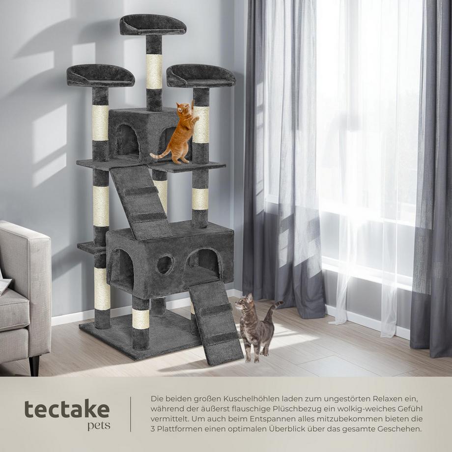 Tectake  Arbre à chat MOGLI 170 cm avec griffoir et plateforme d'escalade 