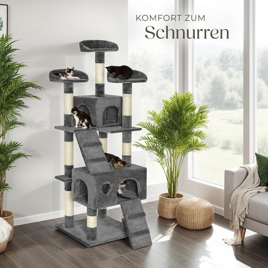 Tectake  Arbre à chat MOGLI 170 cm avec griffoir et plateforme d'escalade 