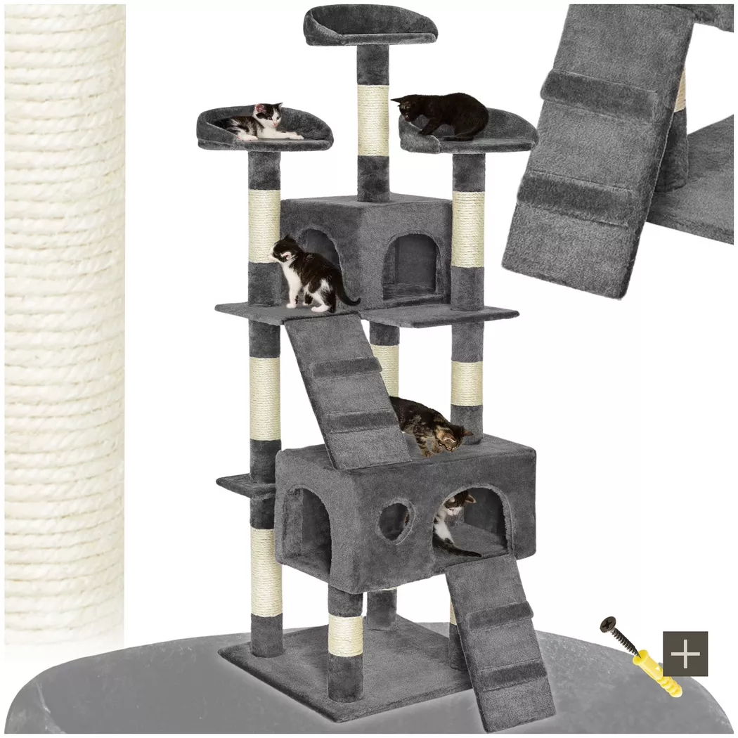 Tectake - Kratzbaum Mogli 170 cm Sisal, One Size, Grau