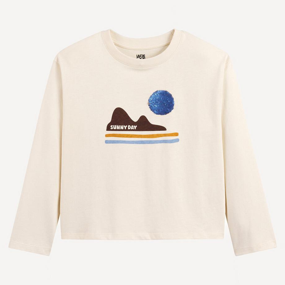 La Redoute Collections  Bedrucktes Langarmshirt mit Pailletten 