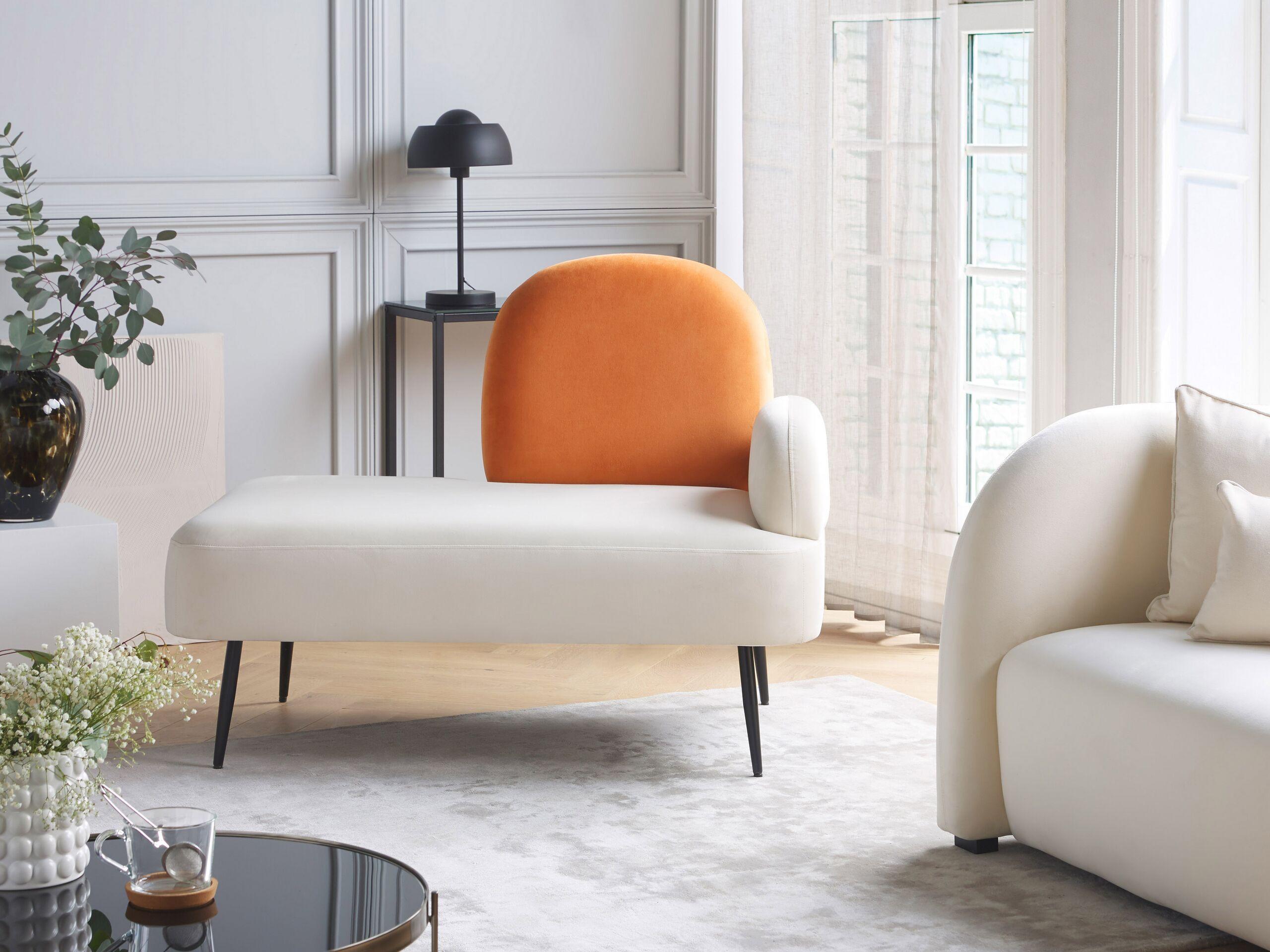 Beliani Chaise longue côté droit en Velours Moderne ARCEY  