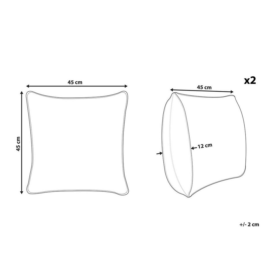 Beliani Lot de 2 coussins décoratifs en Velours Moderne KUHI  