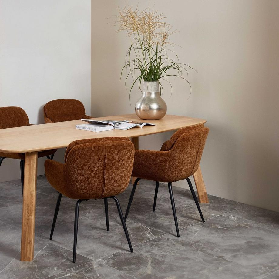 mutoni Poltrona Runa in ciniglia marrone caramello/giallo  