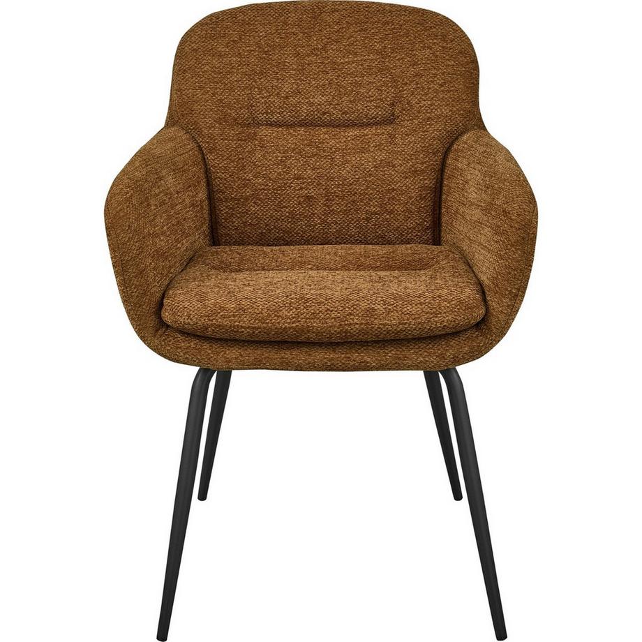 mutoni Poltrona Runa in ciniglia marrone caramello/giallo  