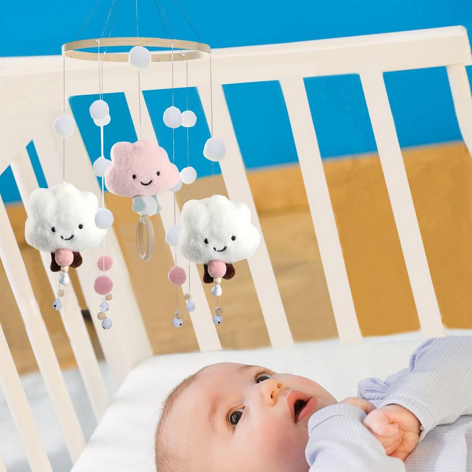 Activity-board  Baby Mobile Windspiel mit Filzkugeln Babybettchen Mobile Windspiel Bettglocke Mobile 
