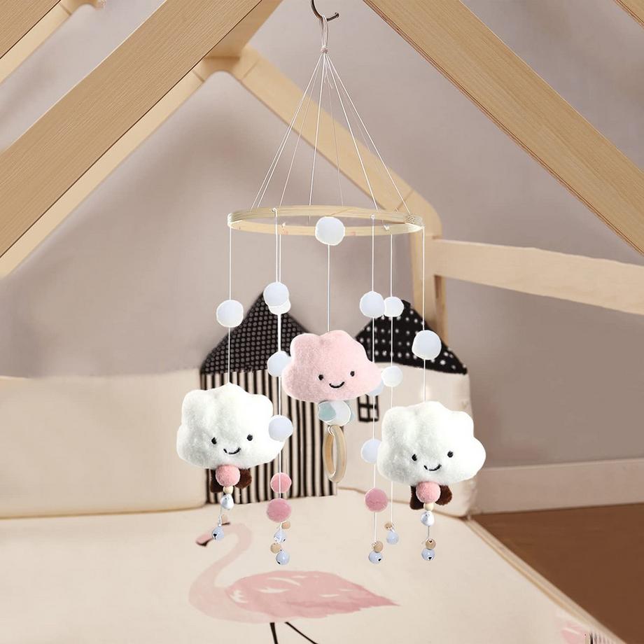 Activity-board  Baby Mobile Windspiel mit Filzkugeln Babybettchen Mobile Windspiel Bettglocke Mobile 