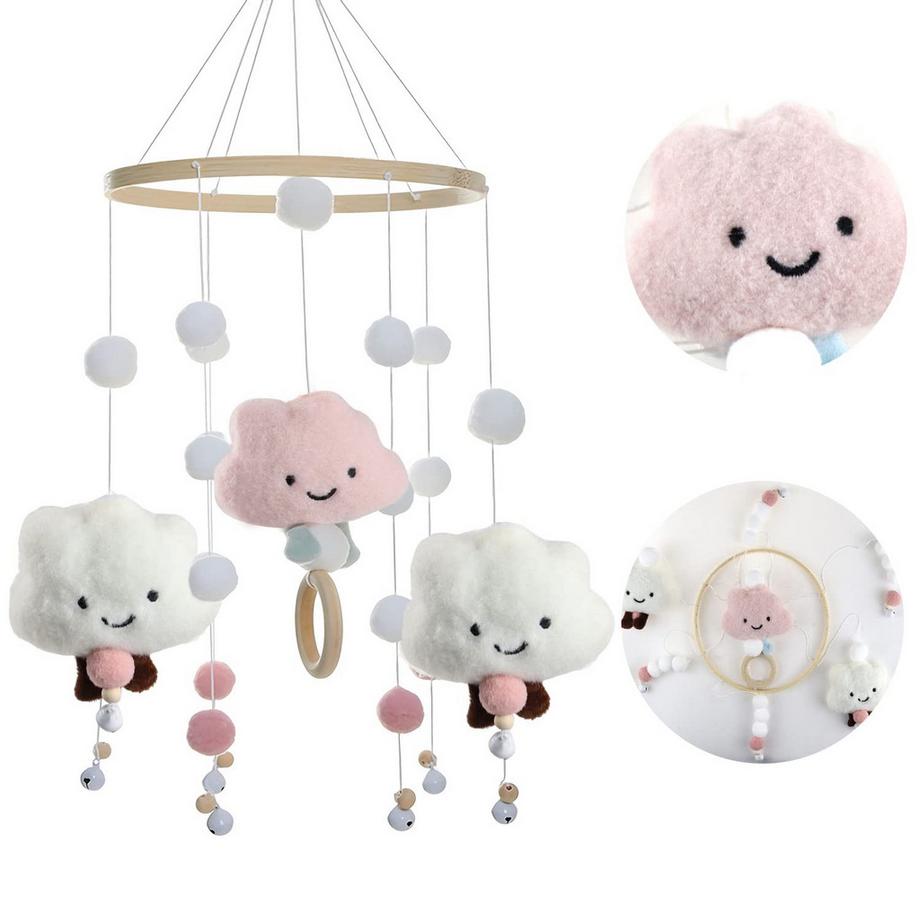 Baby Mobile Windspiel mit Filzkugeln Babybettchen Mobile Windspiel Bettglocke Mobile