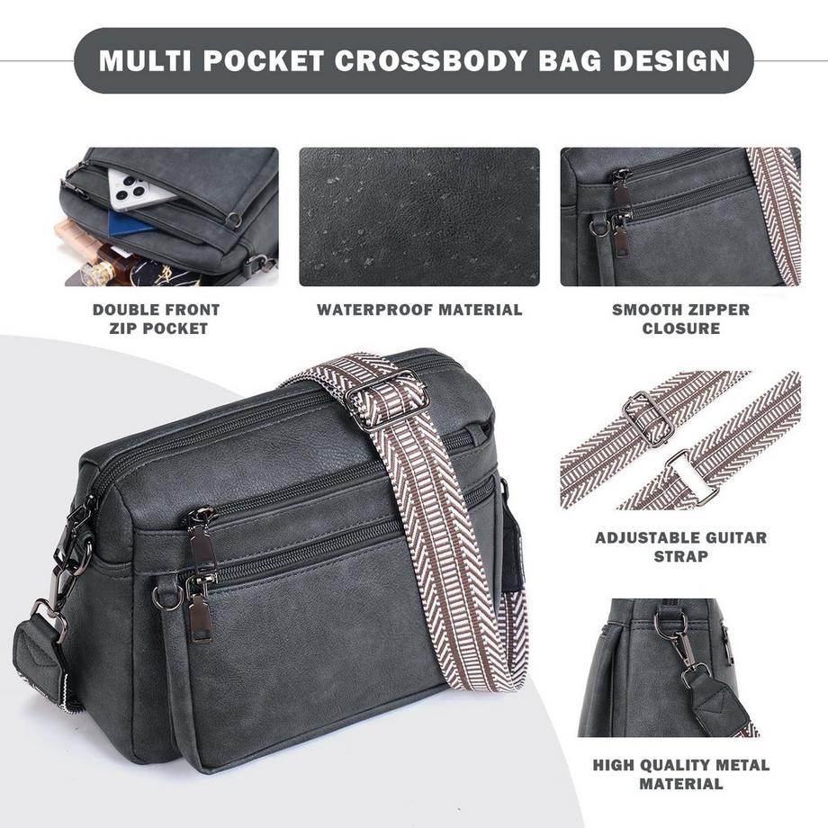 Only-bags.store Sac à Bandoulière Taille Moyenne avec Design Multipoche  