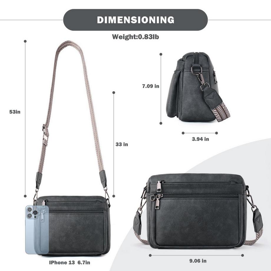 Only-bags.store Sac à Bandoulière Taille Moyenne avec Design Multipoche  