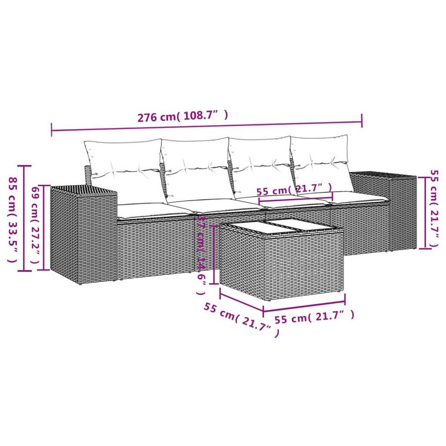 VidaXL Garten sofagarnitur poly-rattan  