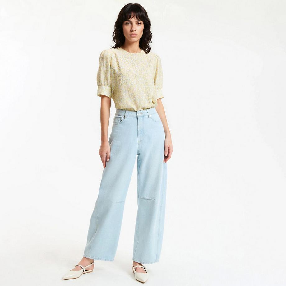 La Redoute Collections Bluse mit Blumenmuster Rundhalsausschnitt 3/4 Ärmel  