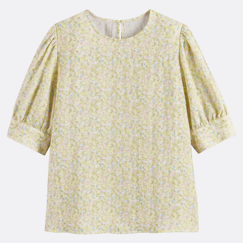 La Redoute Collections Bluse mit Blumenmuster Rundhalsausschnitt 3/4 Ärmel  