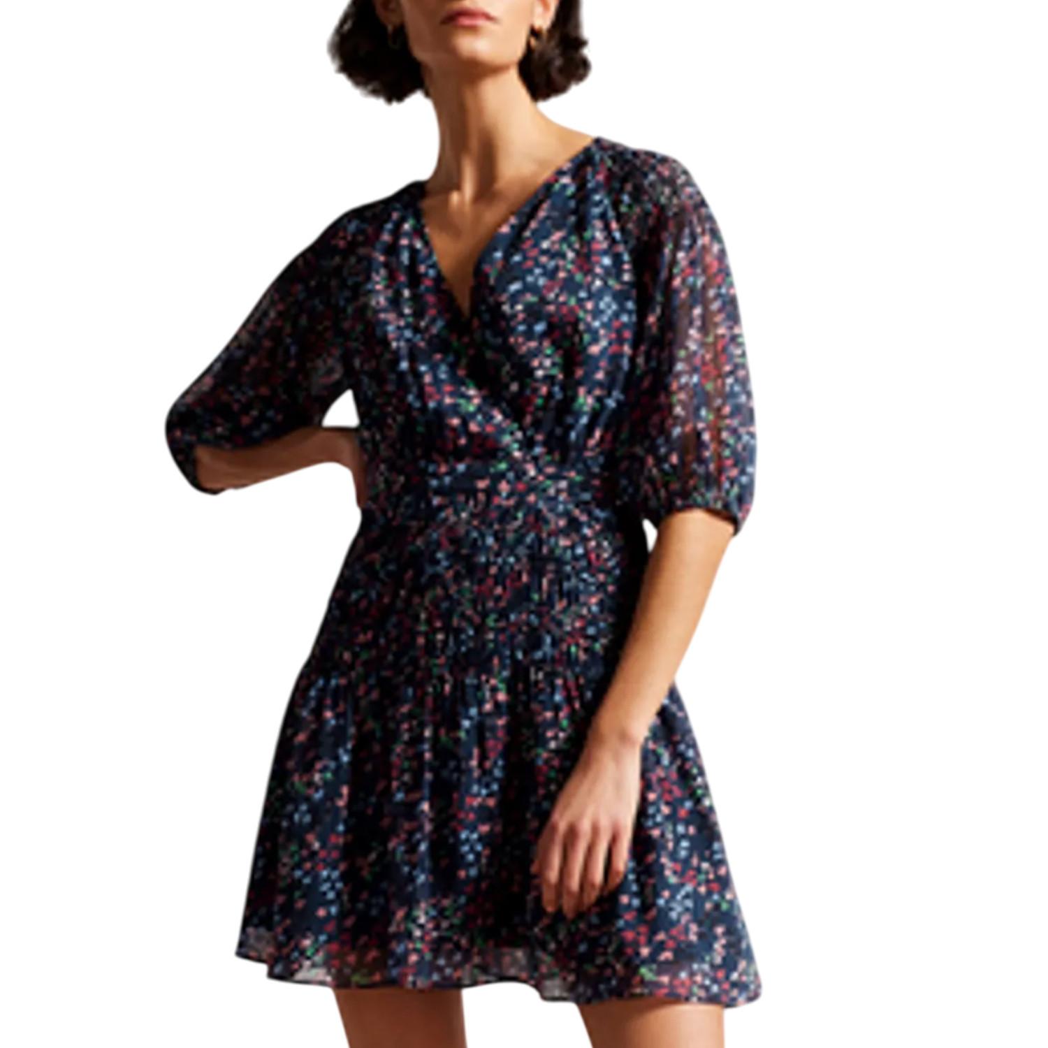 TED BAKER Casadee Kittel Panel Wickel Mini Kleid  