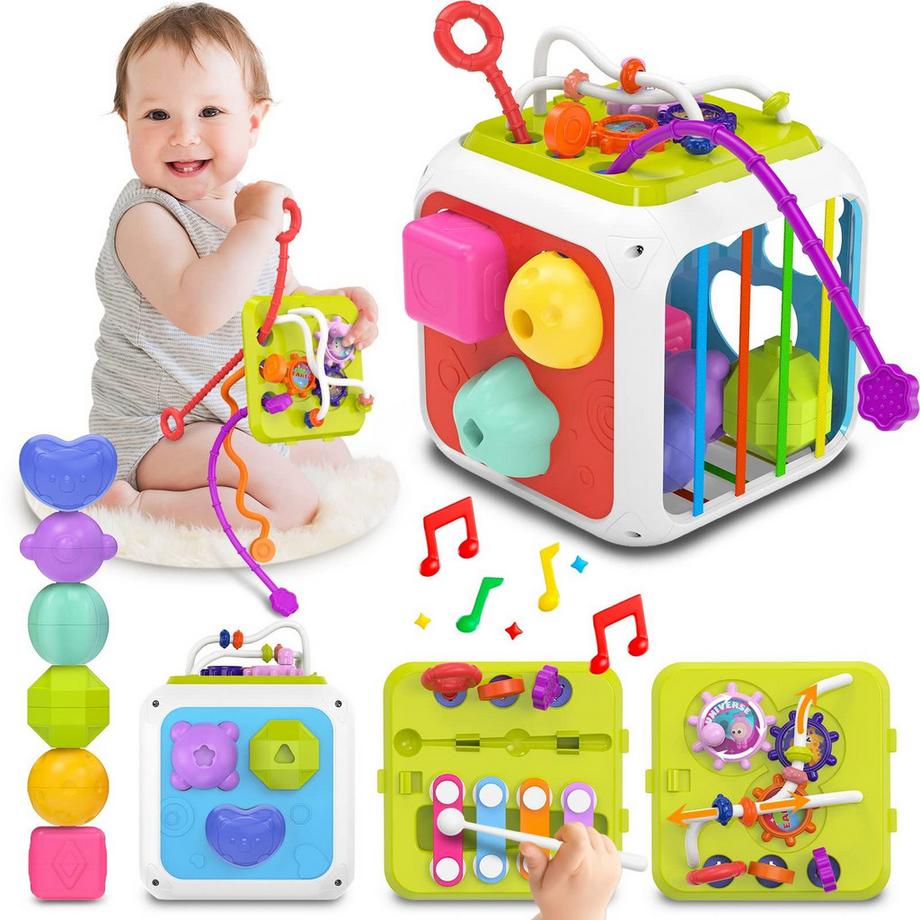 Motorische Aktivität Spielzeug Sensory Shape Sorting Stacking Spielzeug Baby Spielzeug Busy Activity Cube für Baby