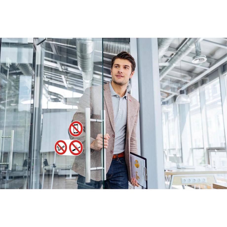 Exacompta Panneau PVC adhésif antidérapant Interdit de vapoter et de fumer 10 cm  