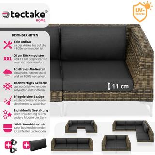 Tectake Modulares Rattanset Villanova Aluminium Ecke links  