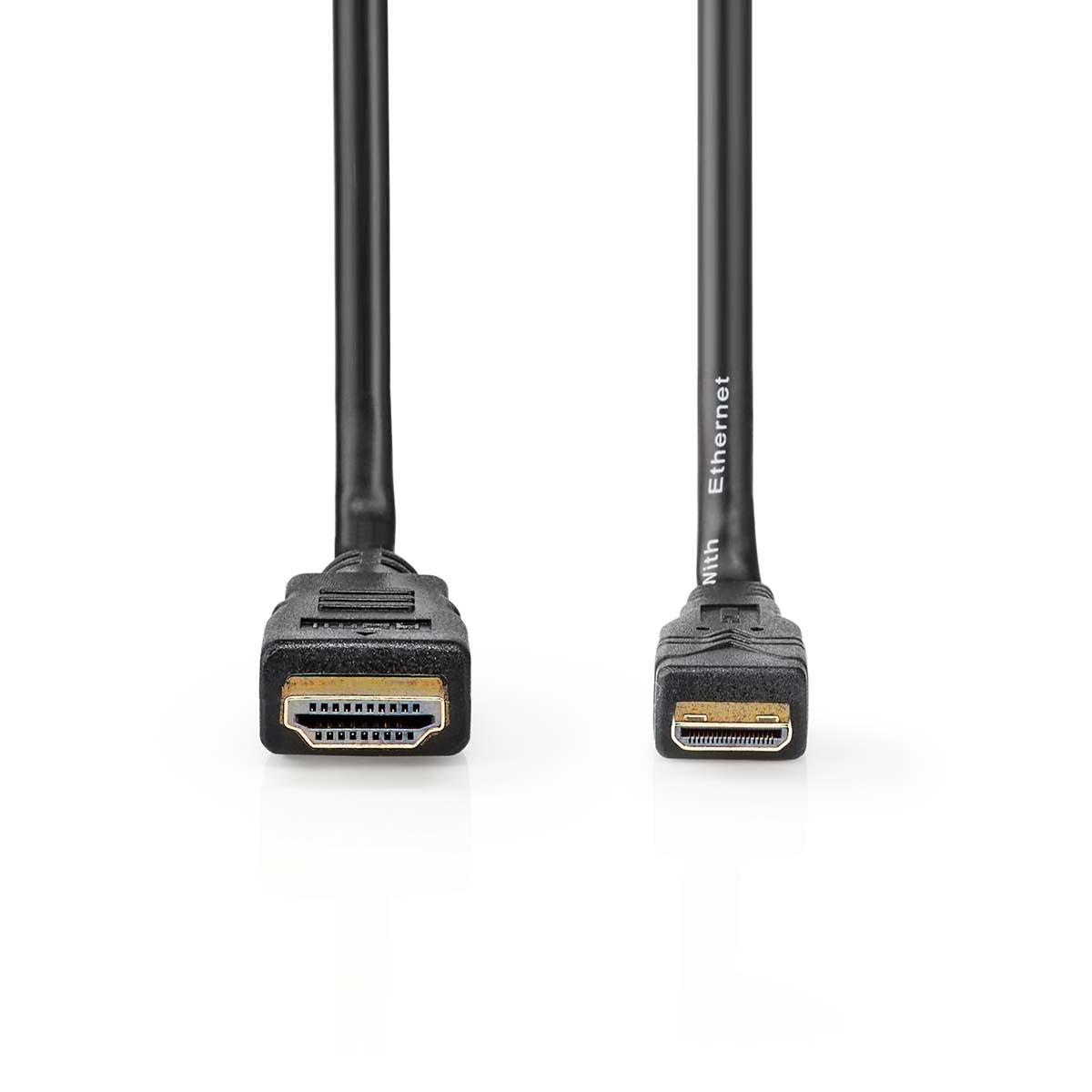Nedis  Cavo HDMI™ ad alta velocità con Ethernet | Connettore HDMI™ | Mini connettore HDMI™ | 4K@30Hz | 10,2 Gbps | 2,00 m | Rotondo | PVC | Nero | Scatola 