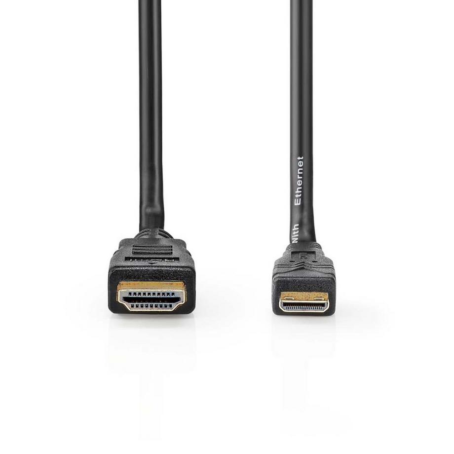 Nedis  Câble HDMI™ haute vitesse avec Ethernet | Connecteur HDMI™ | Mini-connecteur HDMI™ | 4K@30Hz | 10,2 Gbps | 2,00 m | Rond | PVC | Noir | Boîte 