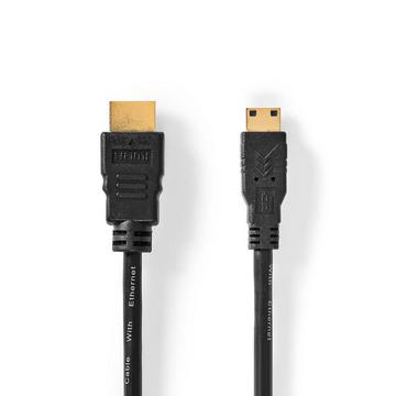 Câble HDMI™ haute vitesse avec Ethernet | Connecteur HDMI™ | Mini-connecteur HDMI™ | 4K@30Hz | 10,2 Gbps | 2,00 m | Rond | PVC | Noir | Boîte