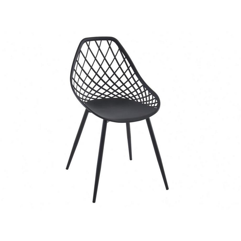 Vente-unique Lot de 2 chaises de jardin en polypropylène avec pieds en métal - Noir - MALAGA de MYLIA  