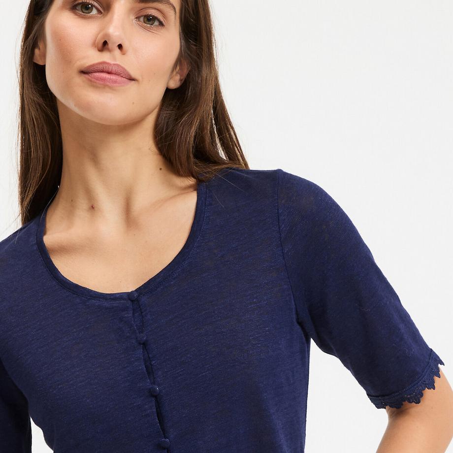 La Redoute Collections Tee shirt en lin manches courtes  