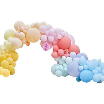 Leuchtfarbener Luftballonbogen mit Waben (Luxus-Bausatz)