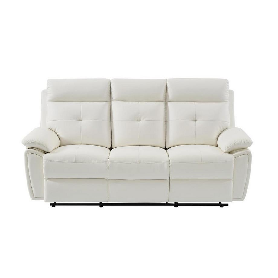 Vente-unique Divano 3 posti relax in Pelle Bianca - VINETA  