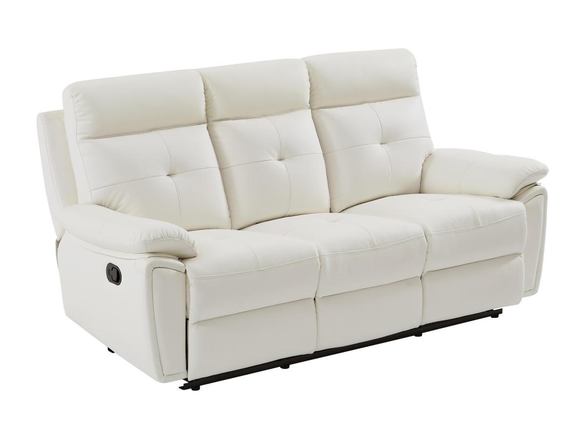 Vente-unique Relaxsofa 3-Sitzer - Leder- Weiß - VINETA  