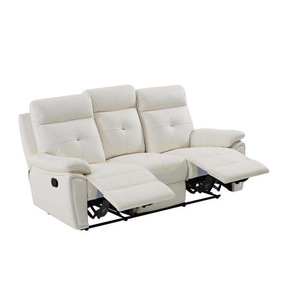 Vente-unique Divano 3 posti relax in Pelle Bianca - VINETA  