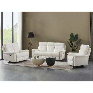 Vente-unique Relaxsofa 3-Sitzer - Leder- Weiß - VINETA  