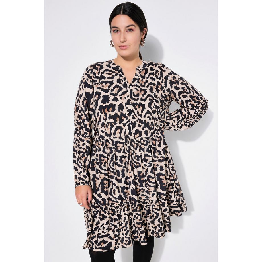 Studio Untold Leopardenmuster Minikleid V-Ausschnitt Volants  
