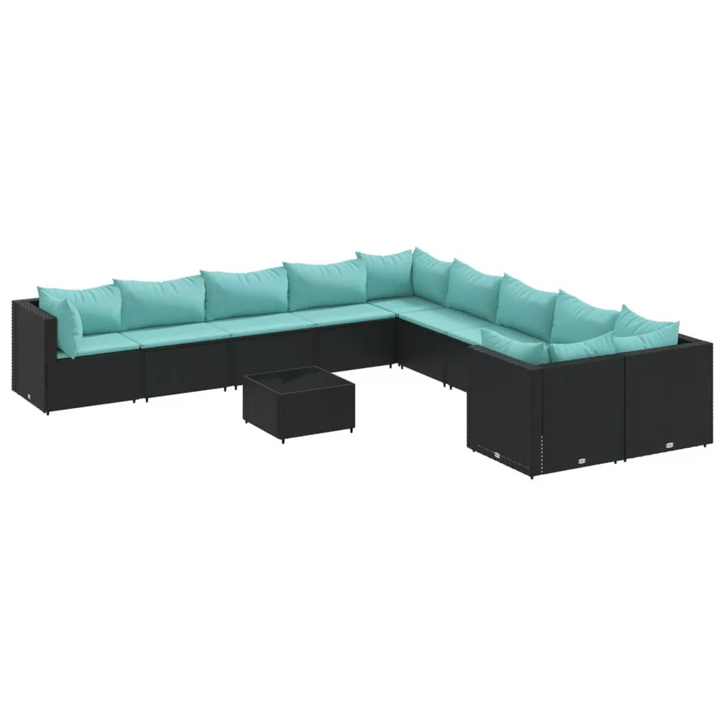 VidaXL - Gartensofagarnitur poly-rattan, One Size, Schwarz
