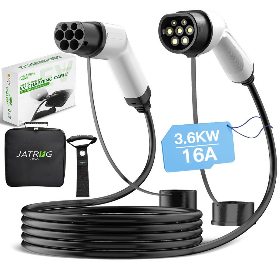 JATRHG EV-Ladekabel 3,6 kW 16 Ampere  einphasig  5 Meter  Elektrofahrzeug und wiederaufladbarer Hybrid von Typ 2 zu Typ 2