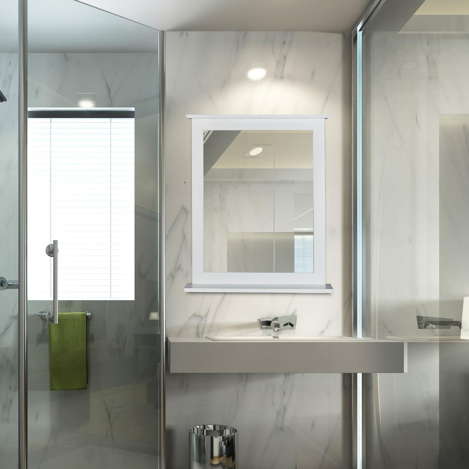 B2X Weißer Wandspiegel mit Ablage  