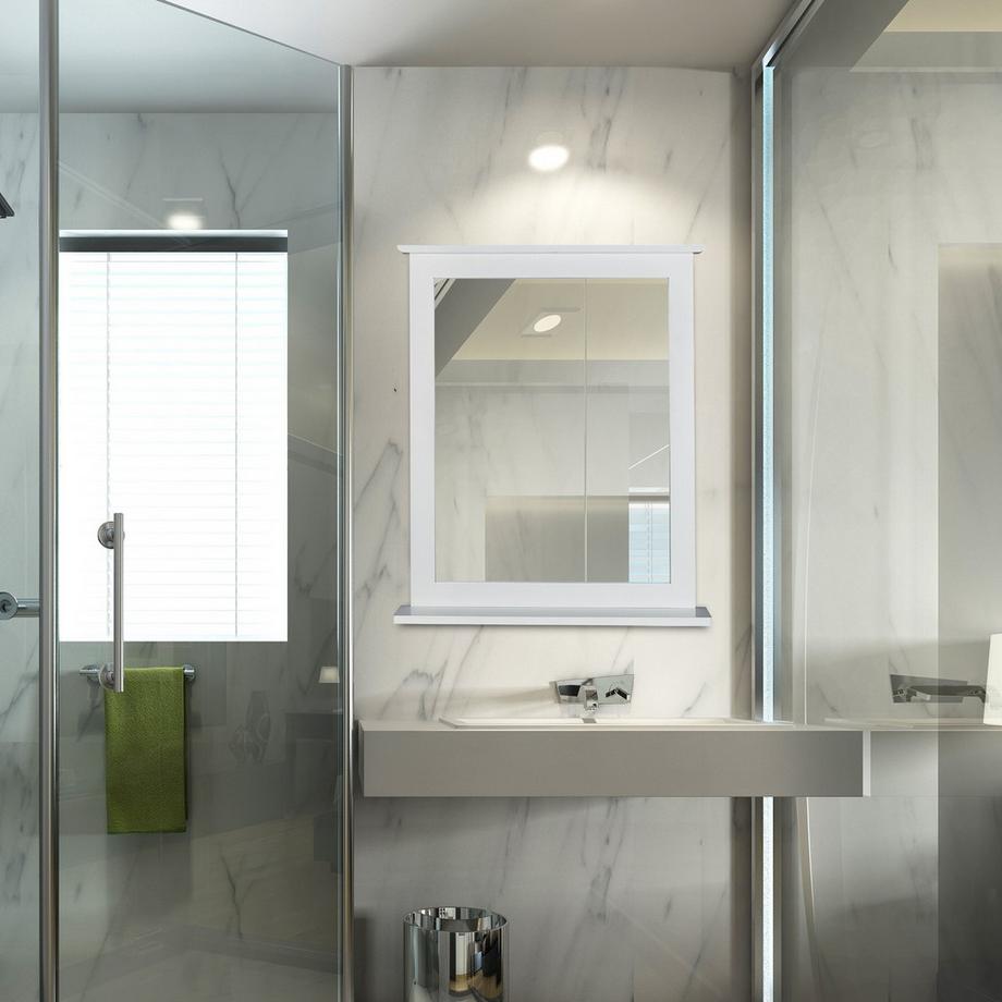 B2X Miroir mural blanc avec étagère  