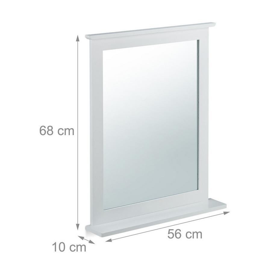 B2X Miroir mural blanc avec étagère  